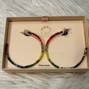 C&C California Multicolor Beaded Hoop Earrings